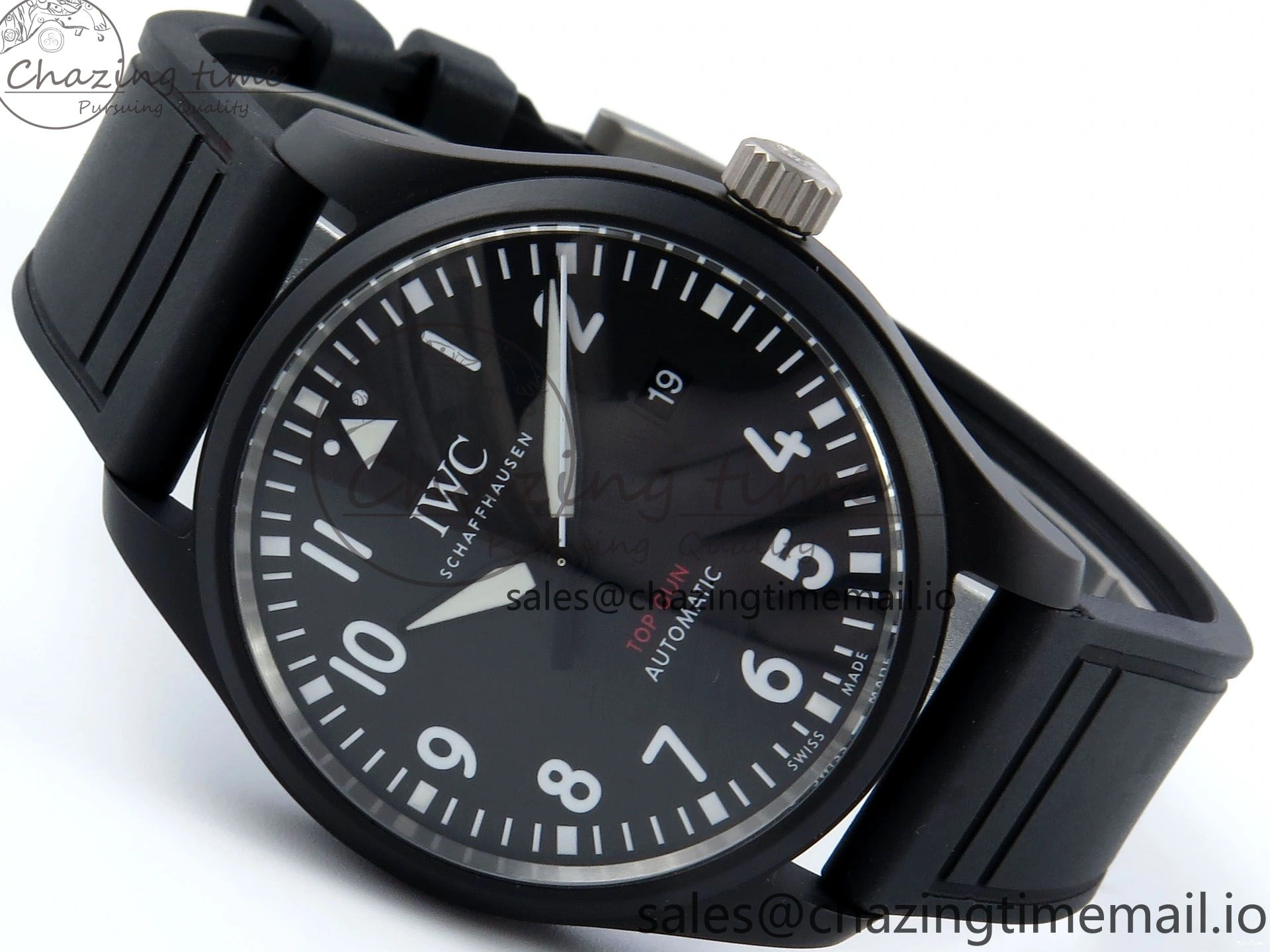 MIROTIME 0402 Pilot Top Gun IW326901 M+F 1:1 Best Edition Black Dial on Black Rubber Strap A SportInspired 6999